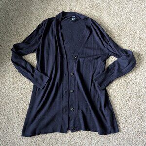 GUC Gap Navy Merino Wool Long Cardigan, XL tall